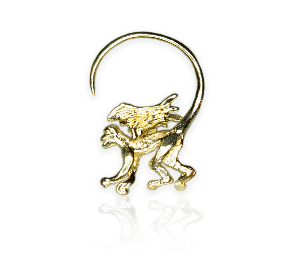 Not my monkeys, not my circus... or is it? This is one of our most popular earrings! The ear critters work by twisting the tail to the side to push through your earring hole backwards so that it faces forward. Of course, they can also be inserted forward in one ear and backward in the other so they are flying around your head. Make Elpheba proud!
We also have other creatures like Monkies (ER-19) and Dragons (ER-74).
Catalogue Number ER-73