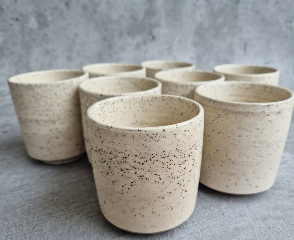 White Freckled Ceramic cup for cold & hot drinks