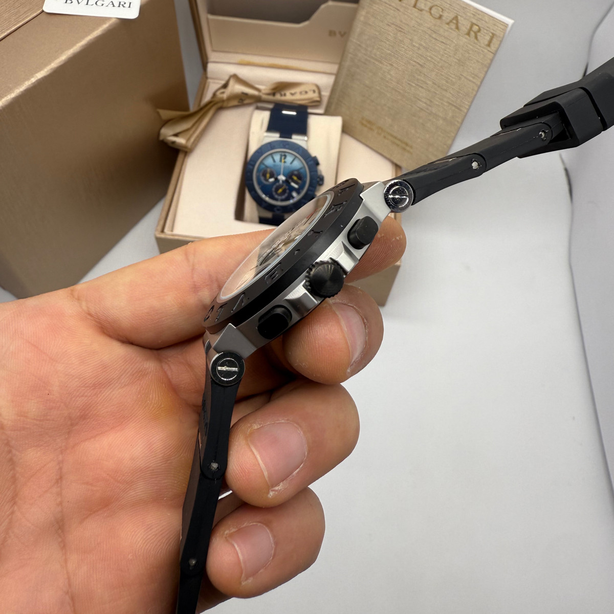 Bvlgari Aluminium Crono 41mm - Aço - Mostrador Branco