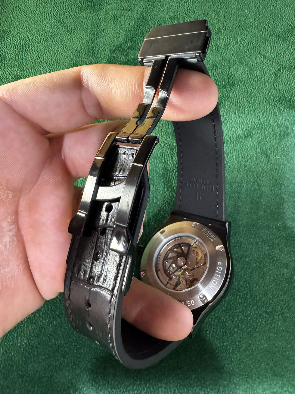 Miniatura: Hublot Classic Fusion 45mm Aço Rosê e Mostrador Preto Puls. Couro com Borracha