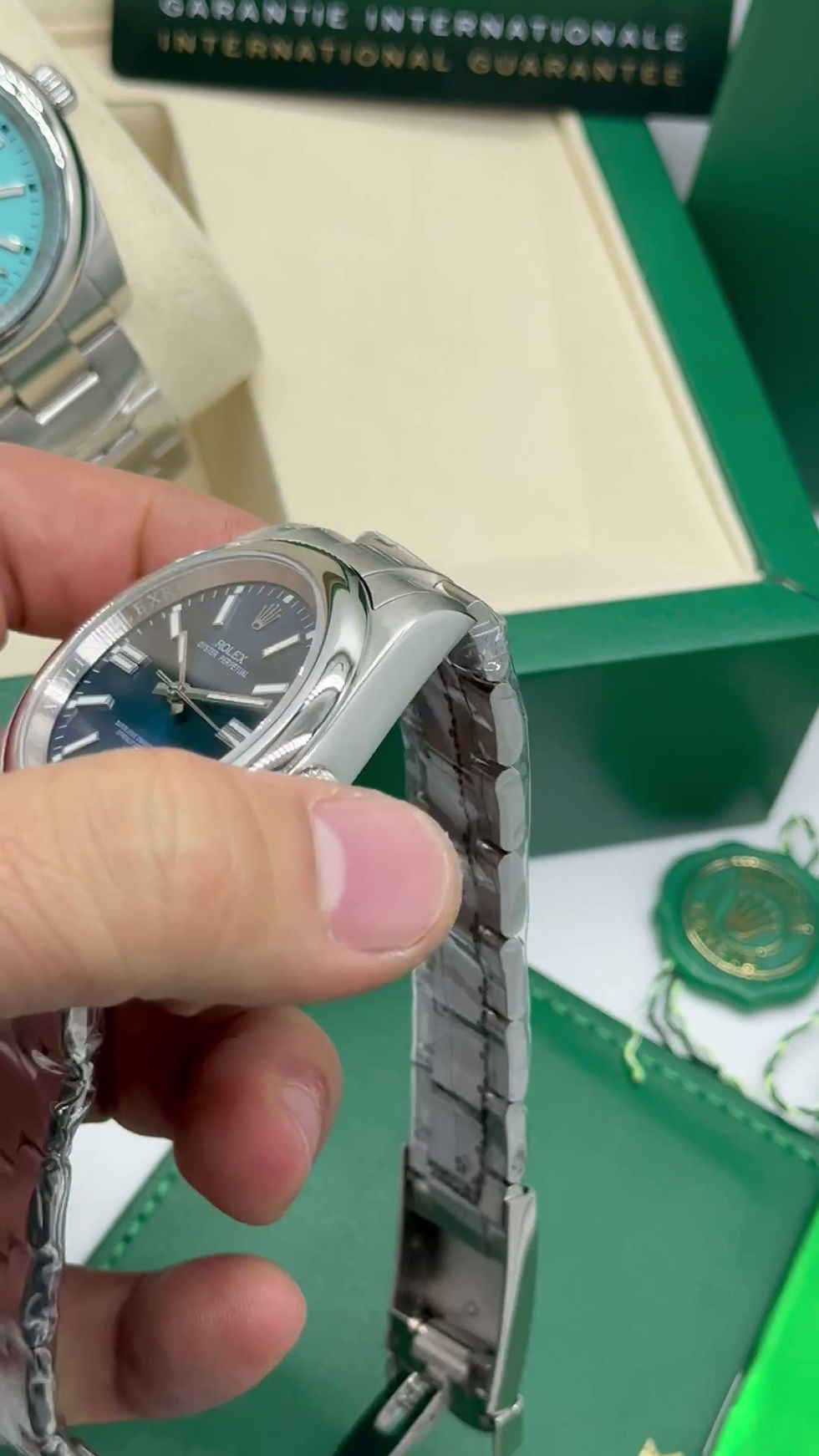 Miniatura: Rolex Oyster Perpetual 36mm/41mm Aço Mostrador Azul