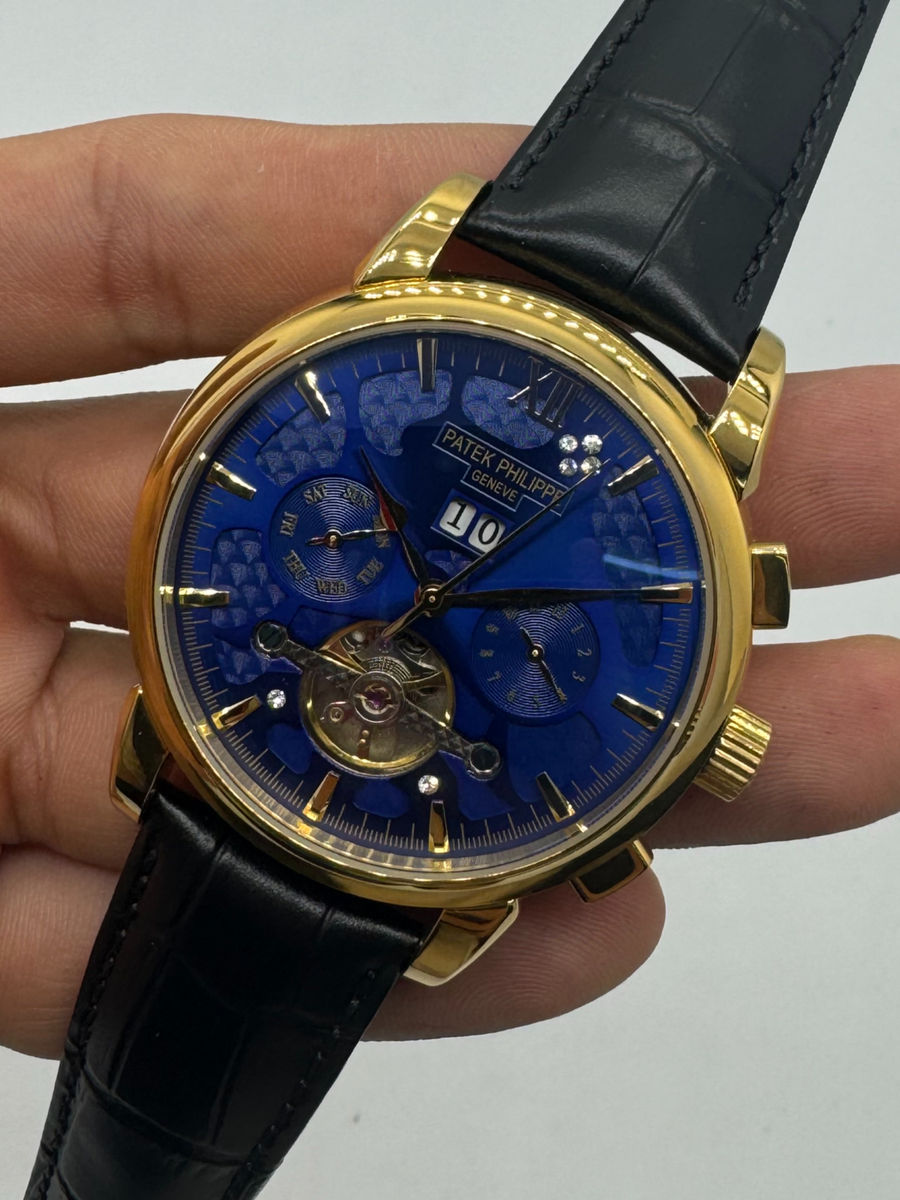 Patek Phillippe Turbilhão 42mm Aço/Dourado, Pulseira Couro