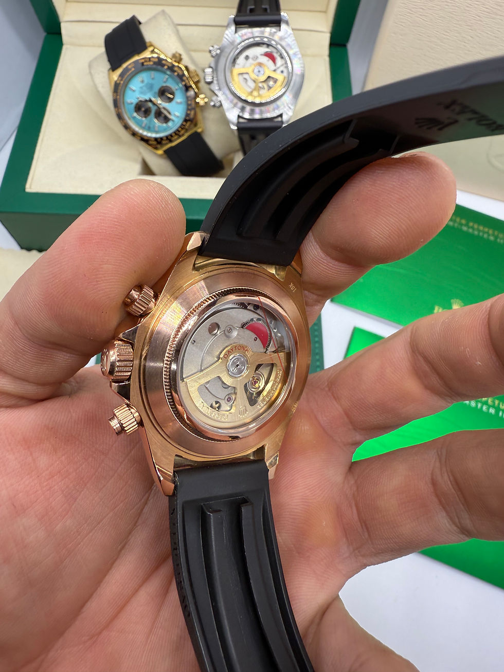 Miniatura: Rolex Daytona 40mm Dourado Mostrador Marrom, Luneta Preta