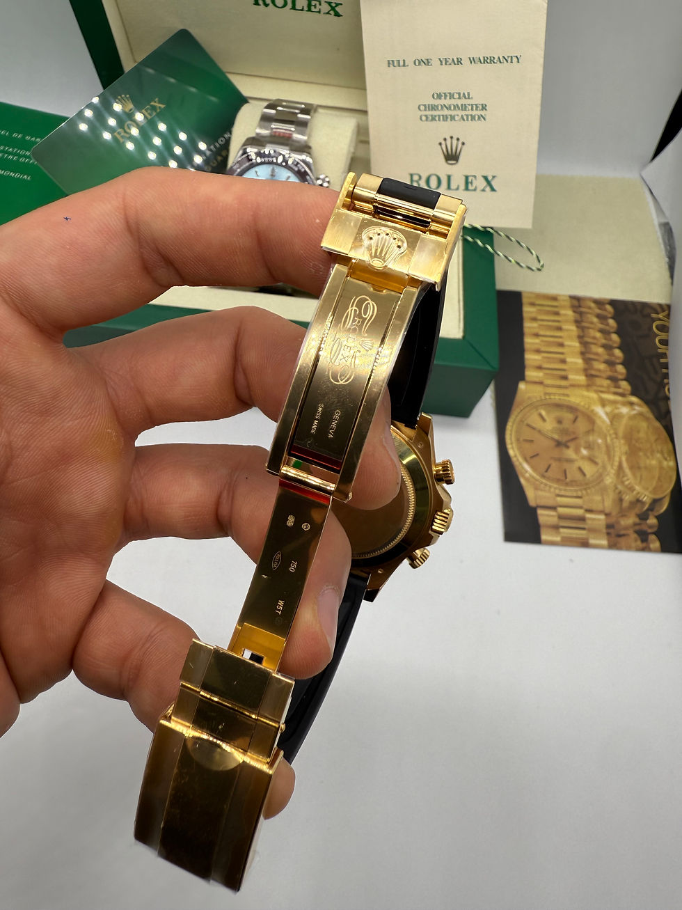 Thumbnail: Rolex Daytona Black/Gold 40mm - Mostrador Preto - Pulseira OysterFlex - CLONE