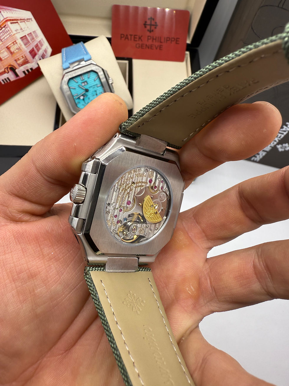 Miniatura: Patek Philippe Cubitus Fases da Lua 42mm, Mostrador Verde