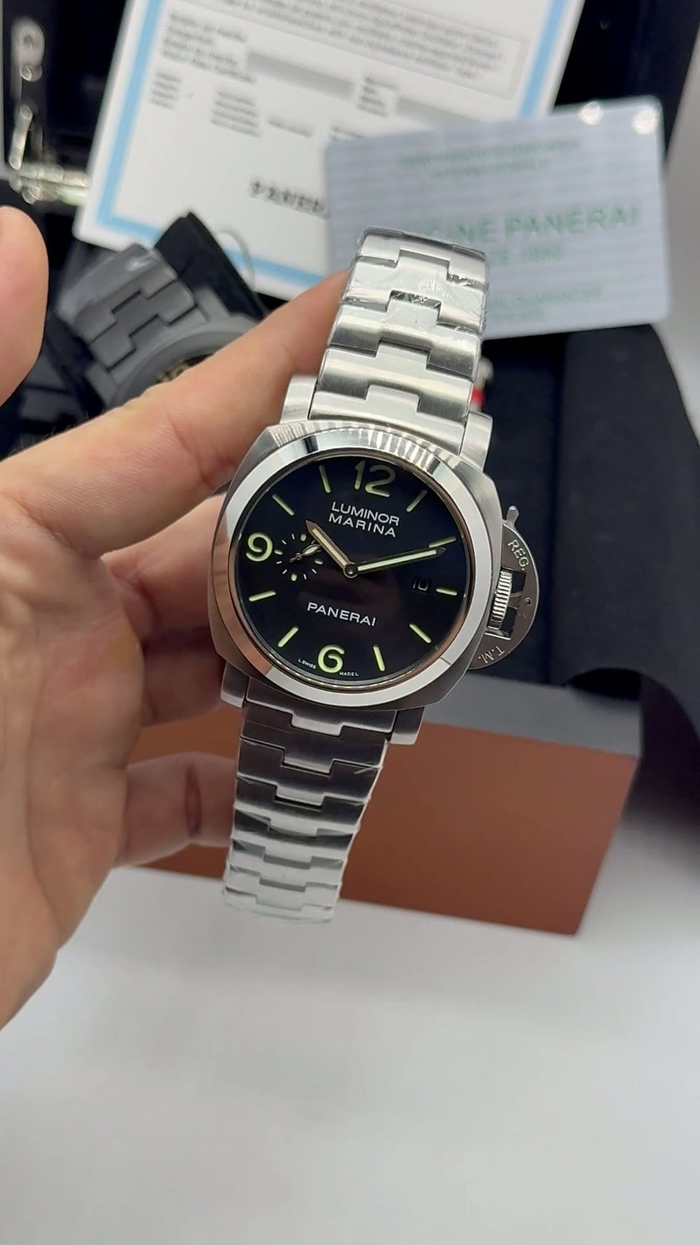 Miniatura: Panerai Luminor Marina 44mm, Aço, Mostrador Preto