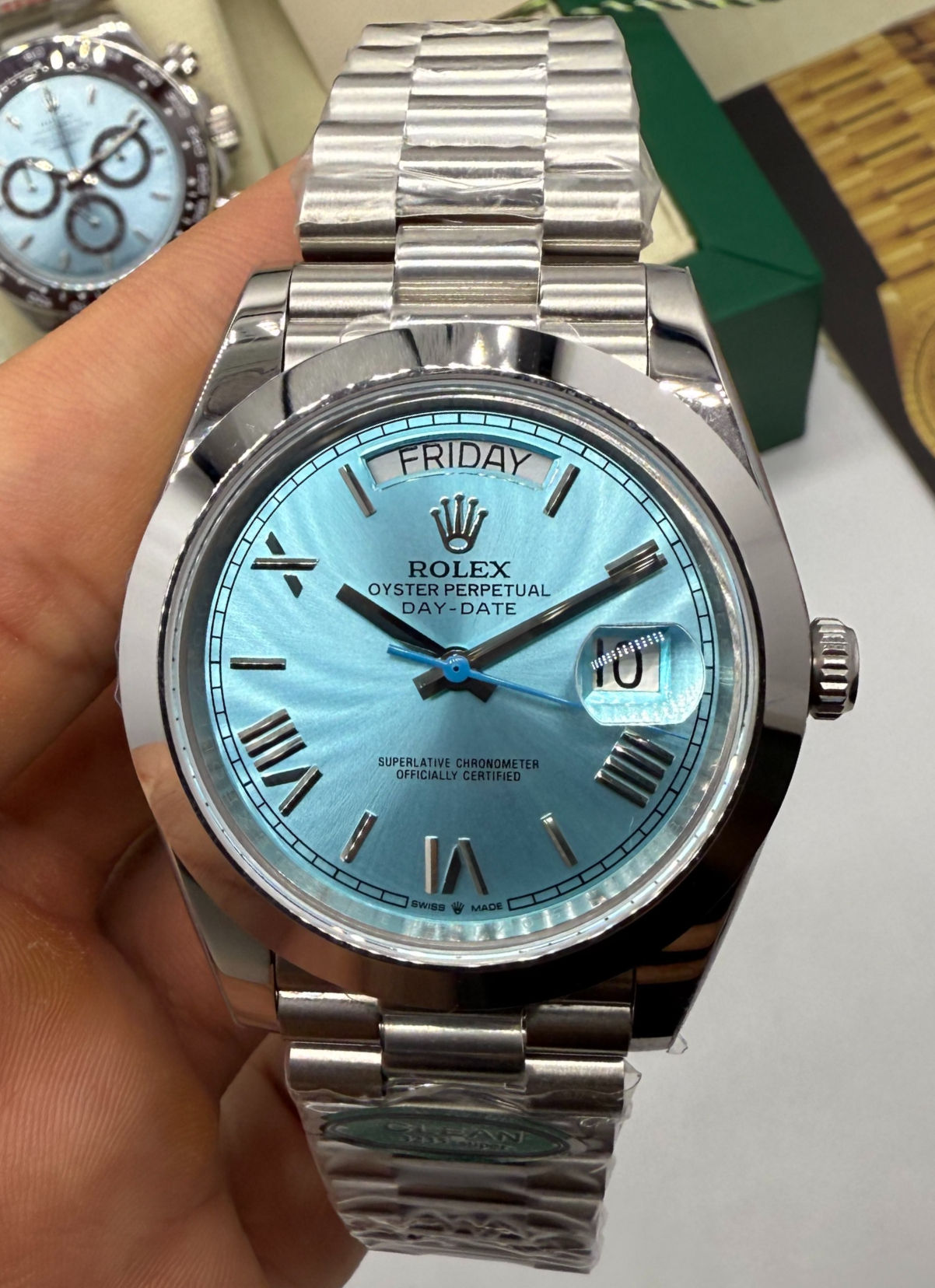 Rolex Day-Date Presidente Aço 904L - 40mm - Azul Glacial - CLONE