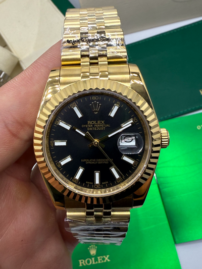 Rolex Date-Just 41mm/36mm Aço/Dourado, Mostrador Dourado, Luneta Canelada