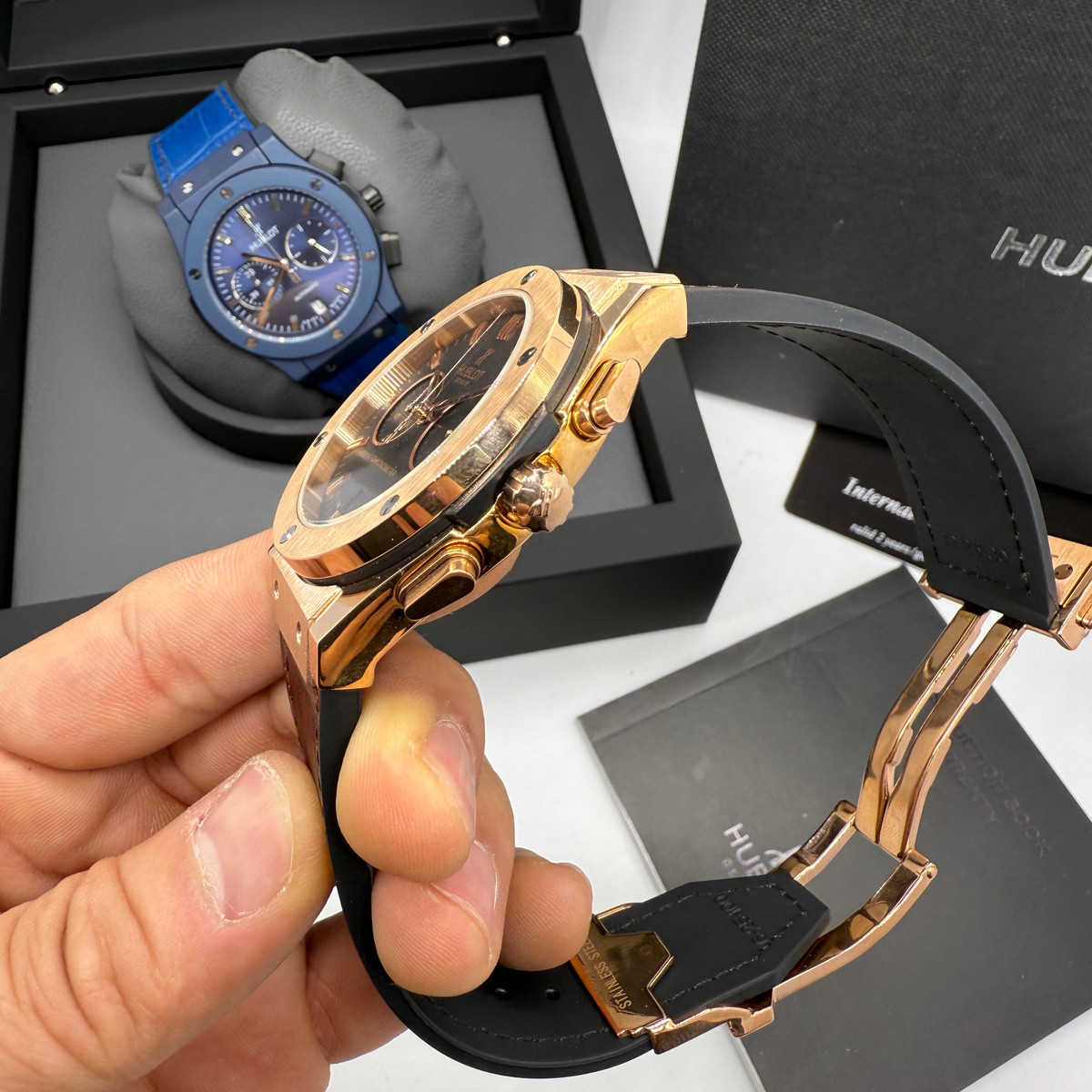 Hublot Vendome Classic Chrono 45mm Aço/Rosê Mostrador Preto
