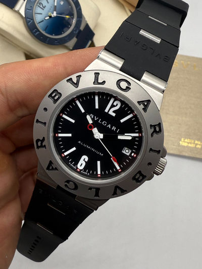 Bvlgari Alumium 41mm - Mostrador Preto Aluminio Pulseira Borracha