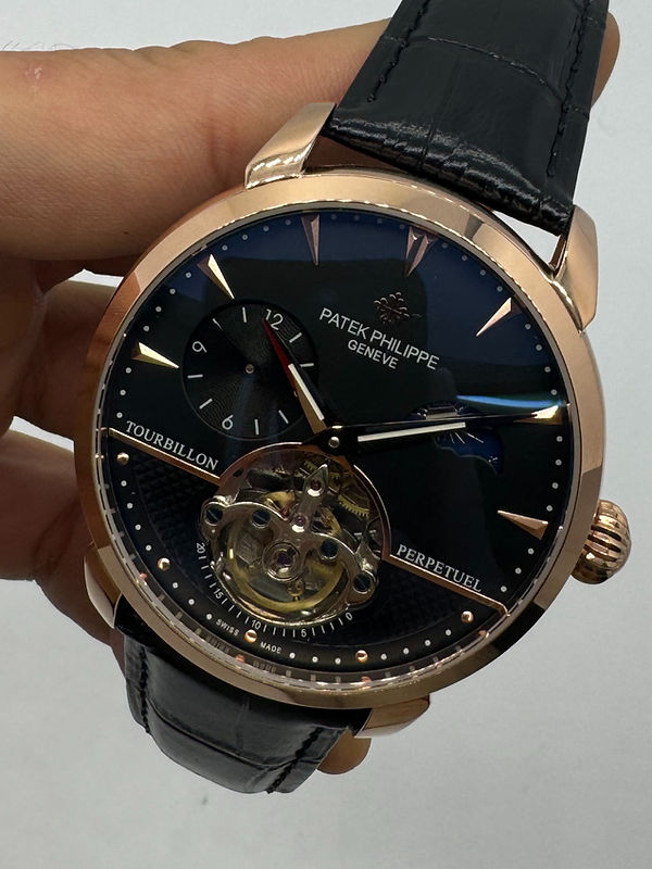 Patek Phillippe Turbilhão Perpetuo 42mm Aço/Rosê, Pulseira Couro