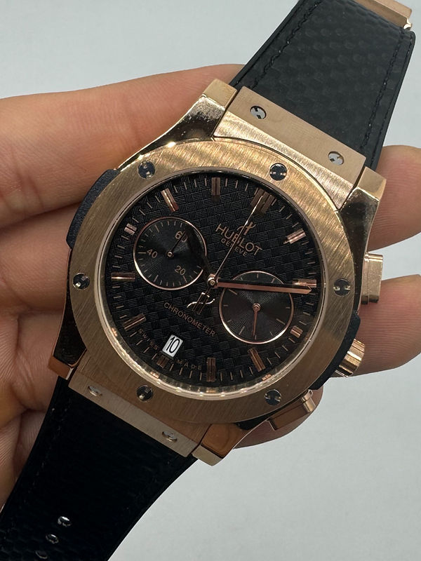 Hublot Vendome Classic Chrono 45mm, Aço/Rose Mostrador Preto Carbono