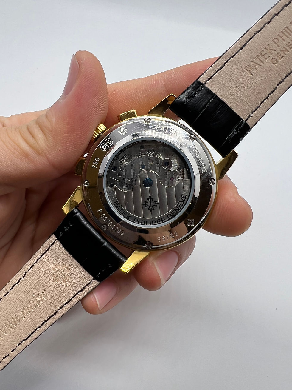 Miniatura: Patek Phillippe Turbilhão 42mm Aço, Pulseira Couro