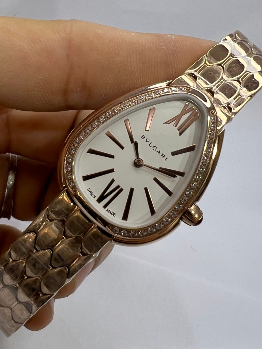 Bvlgari SERPENTI SEDUTTORI 33mm Rosè - Mostrador Branco - Bezel Crav