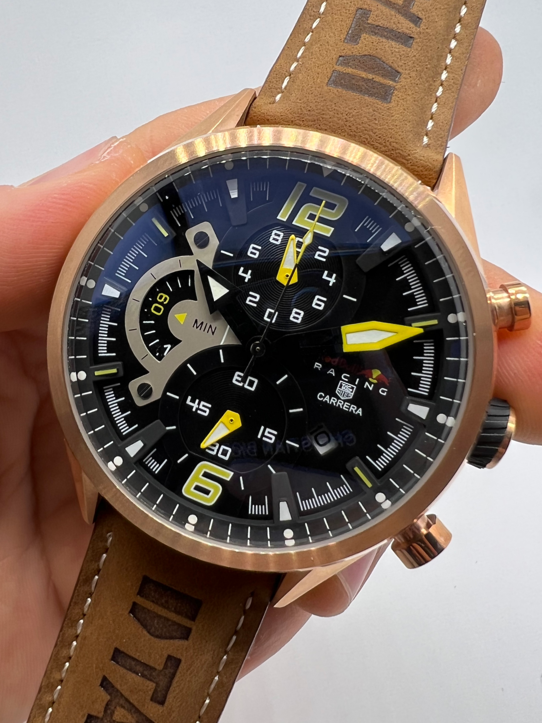 TAG Heuer Carrera RedBull Aço/Rose 43mm Mostrador Preto