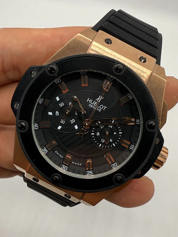 Hublot King Power 48mm Aço/Rose, Mostrador Preto