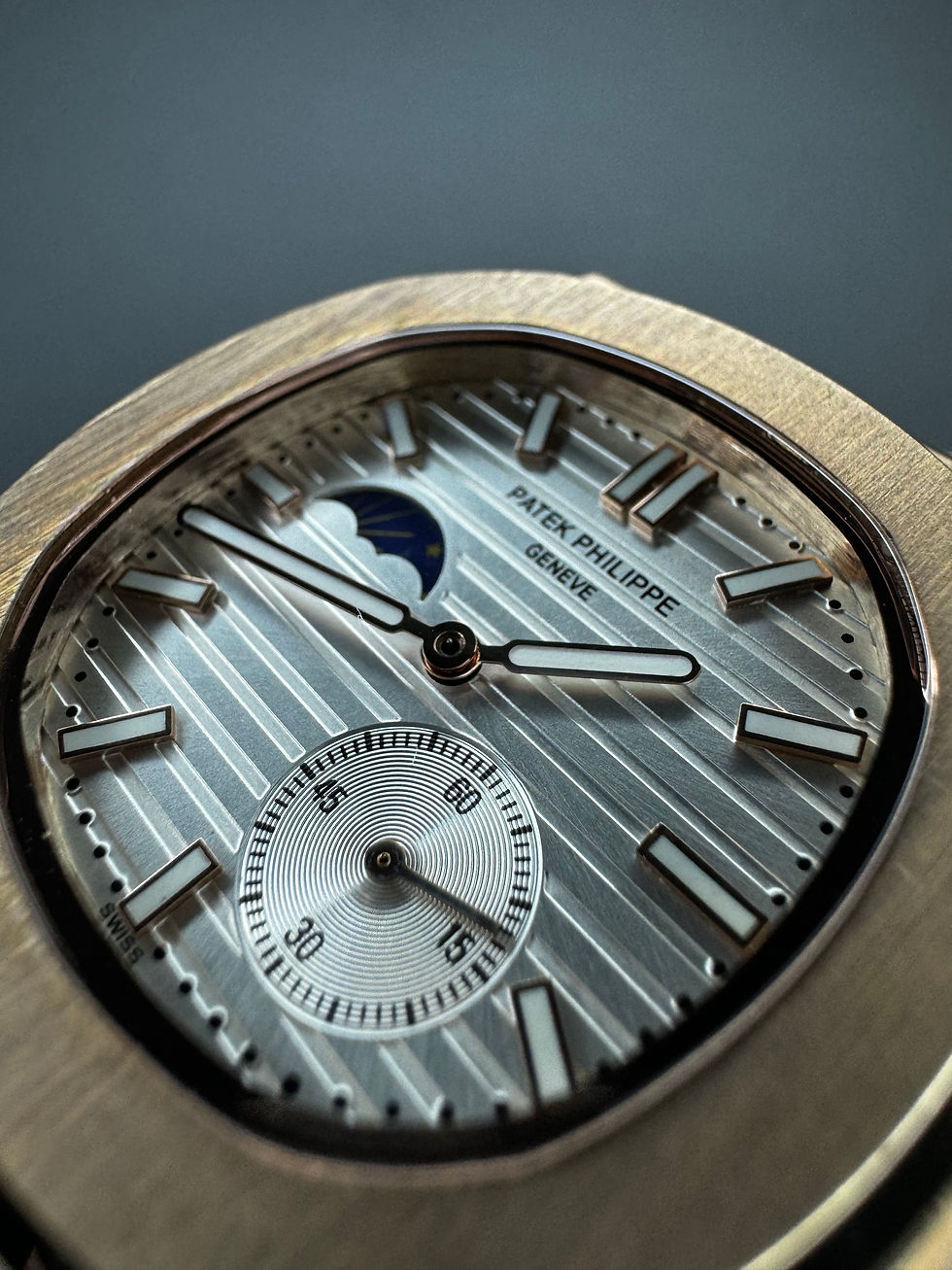 Miniatura: Patek Philippe Nautilus 39mm, Mostrador Branco, Pulseira Aço Rosê