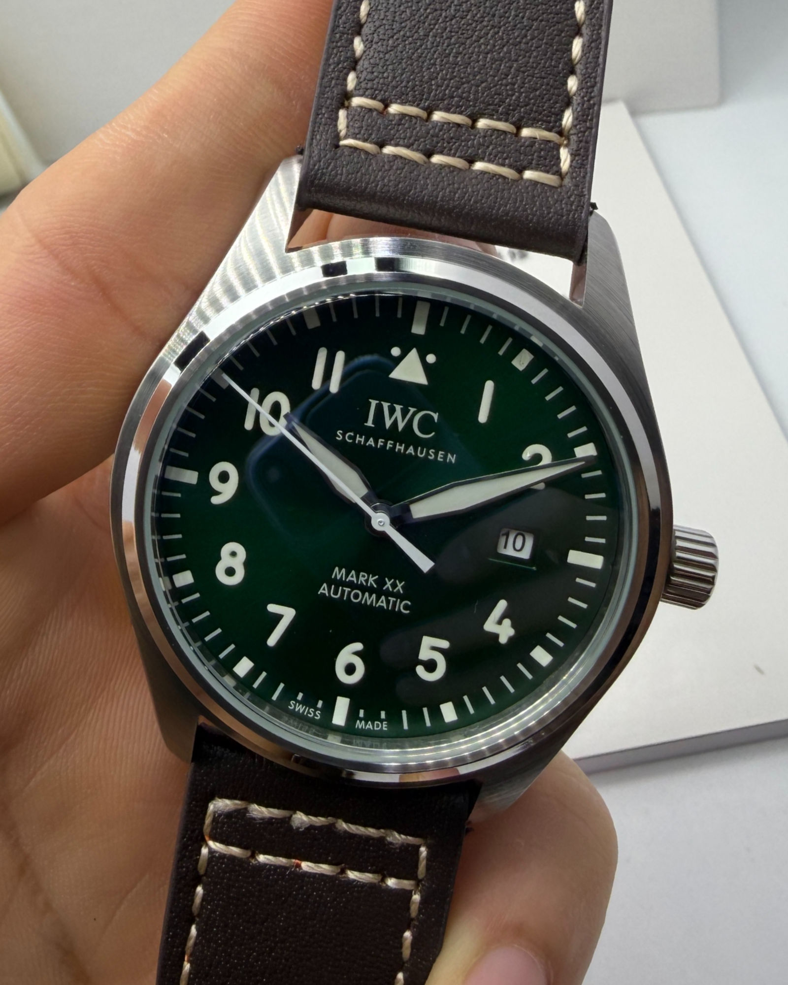 IWC IWC Pilot 40mm Mark XX - Pilot 40mm - Aço/Couro - Verde e Marrom