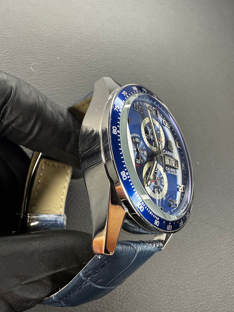 Miniatura: TAG Heuer Carrera Calibre 16, Chronograph Eletrônico, 44 mm, Puls. Couro