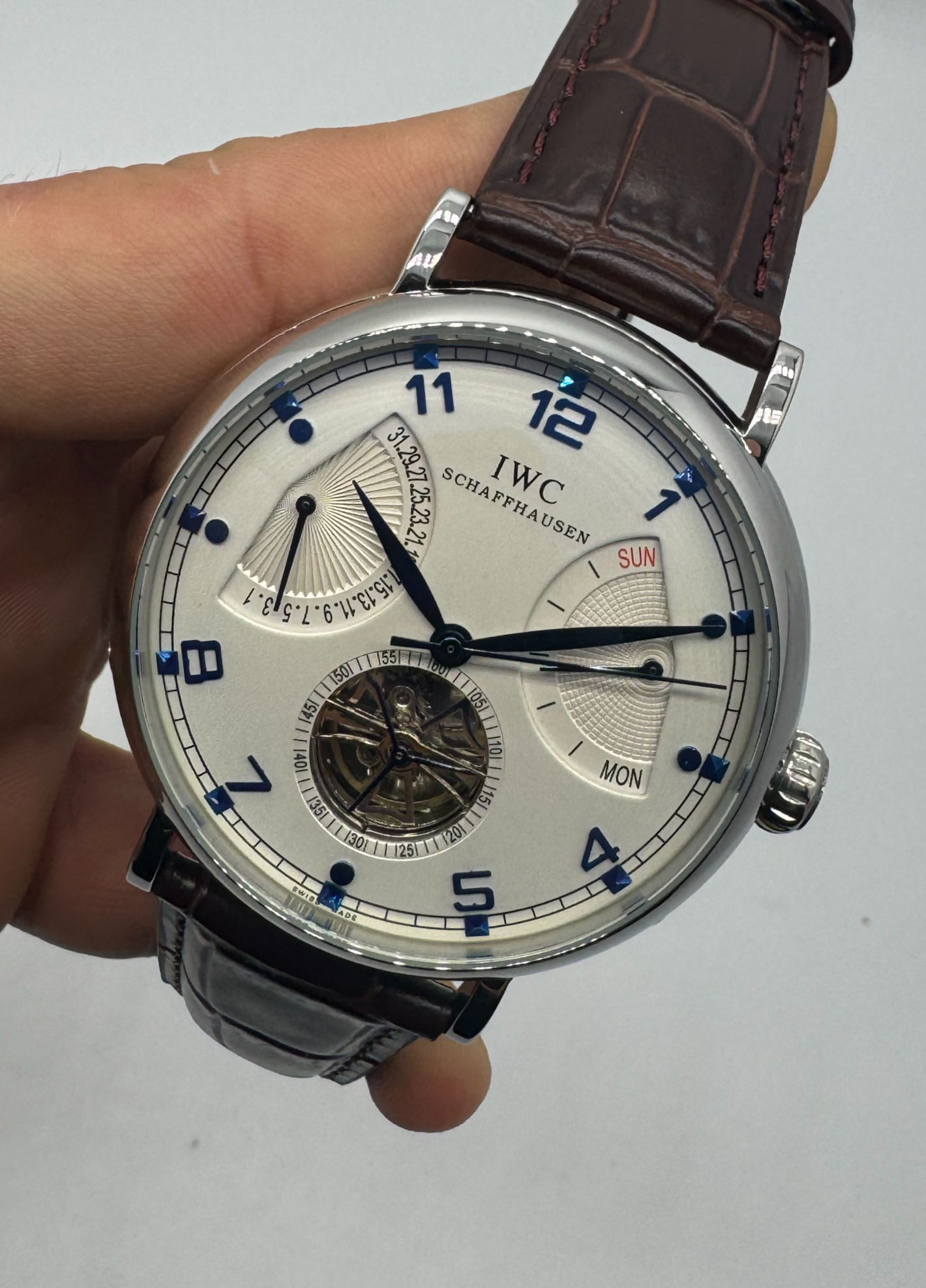 IWC Big Pilot Turbilhão 46mm Pulseira Couro