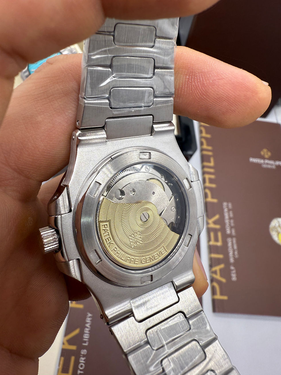 Miniatura: Patek Philippe Nautilus 39mm, Mostrador Cinza, Pulseira Aço