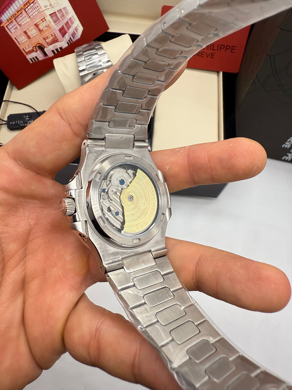 Miniatura: Patek Philippe Nautilus 39mm, Mostrador Chumbo, Pulseira Aço