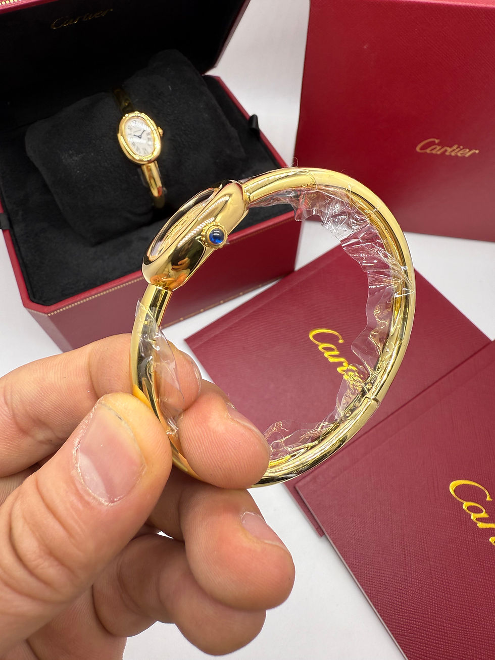 Miniatura: Cartier BAIGNOIRE Aço Dourado, 16mm - Bracelete - CLONE