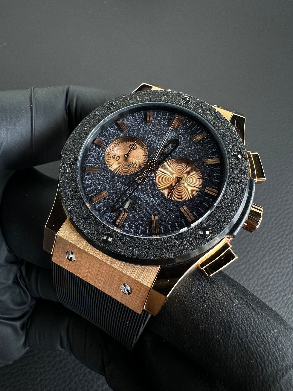 Miniatura: Hublot Classic Chrono Rosè 45mm Mostrador Preto Puls. Borracha/Couro