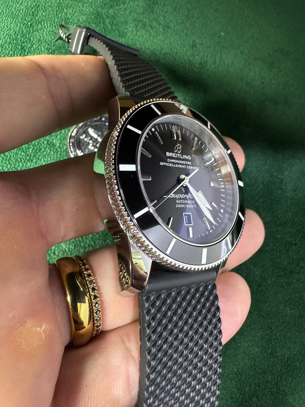 Miniatura: Breitling Superocean Aço 44mm Mostrador Preto Bisel Preto Pulseira Borracha
