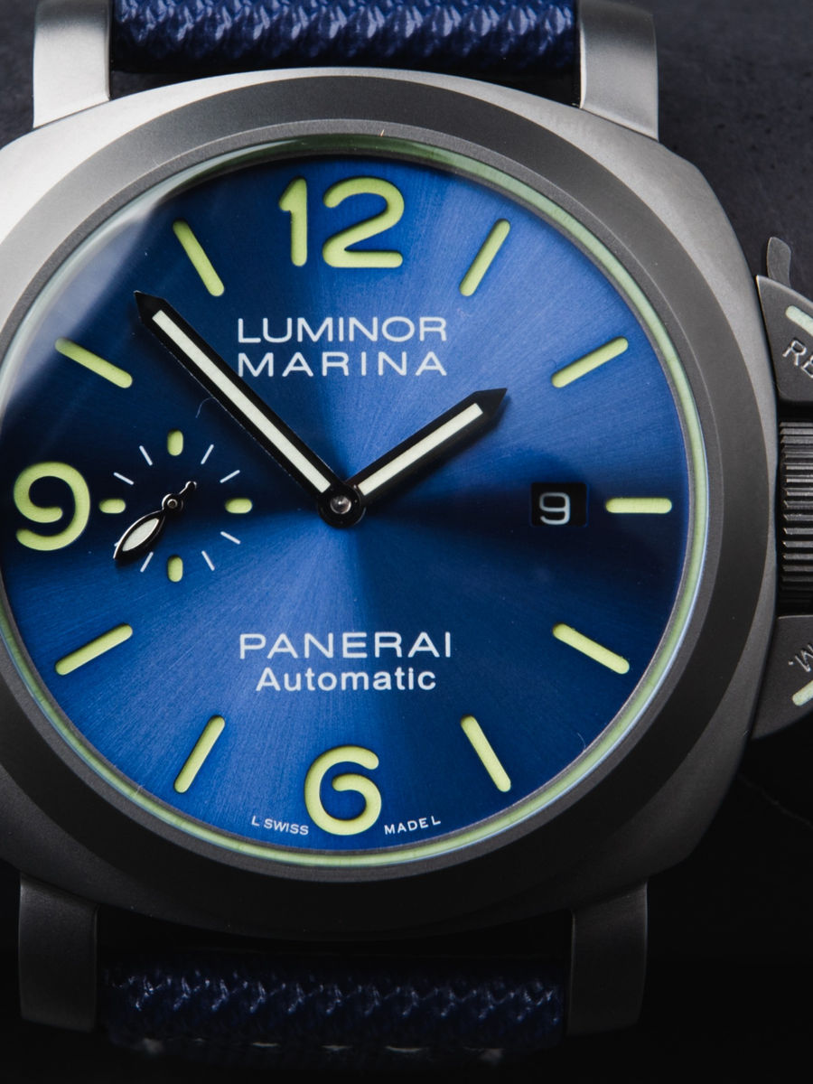Panerai Luminor Marina 44mm Aço Oxigray Mostrador Azul Pulseira Nylon