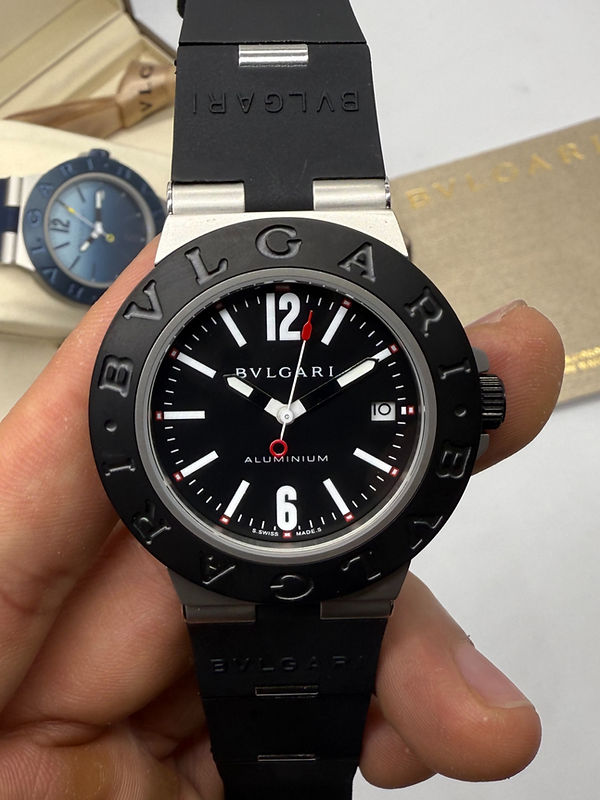 Bvlgari Alumium 41mm - Mostrador Preto Aluminio Pulseira Borracha