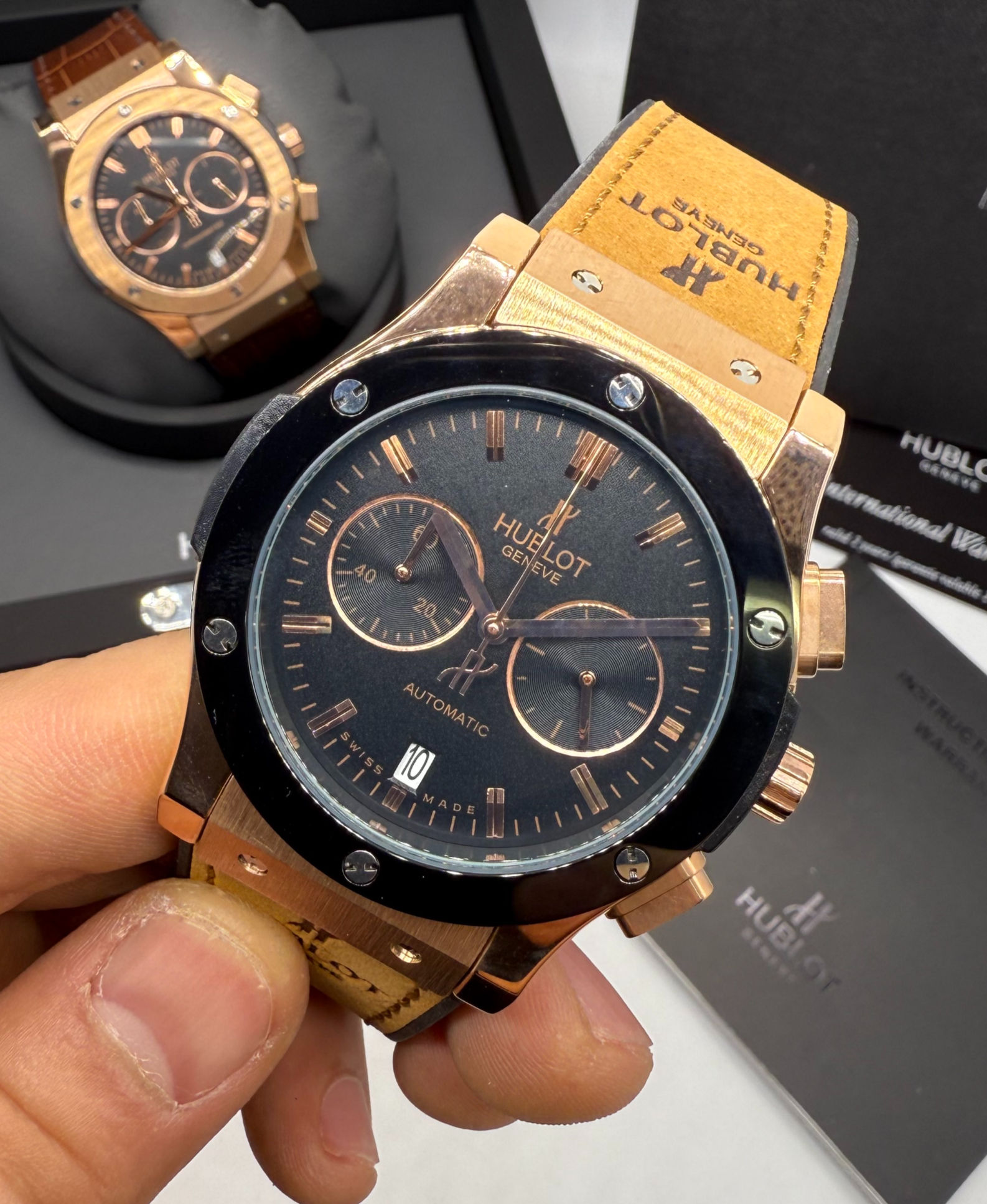 Hublot Vendome Classic Chrono 45mm Aço/Rosê Mostrador Preto