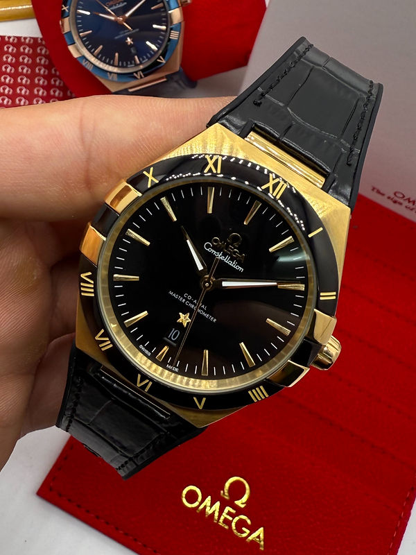 Omega Constellation 41mm Aço/Dourado Puls. Couro