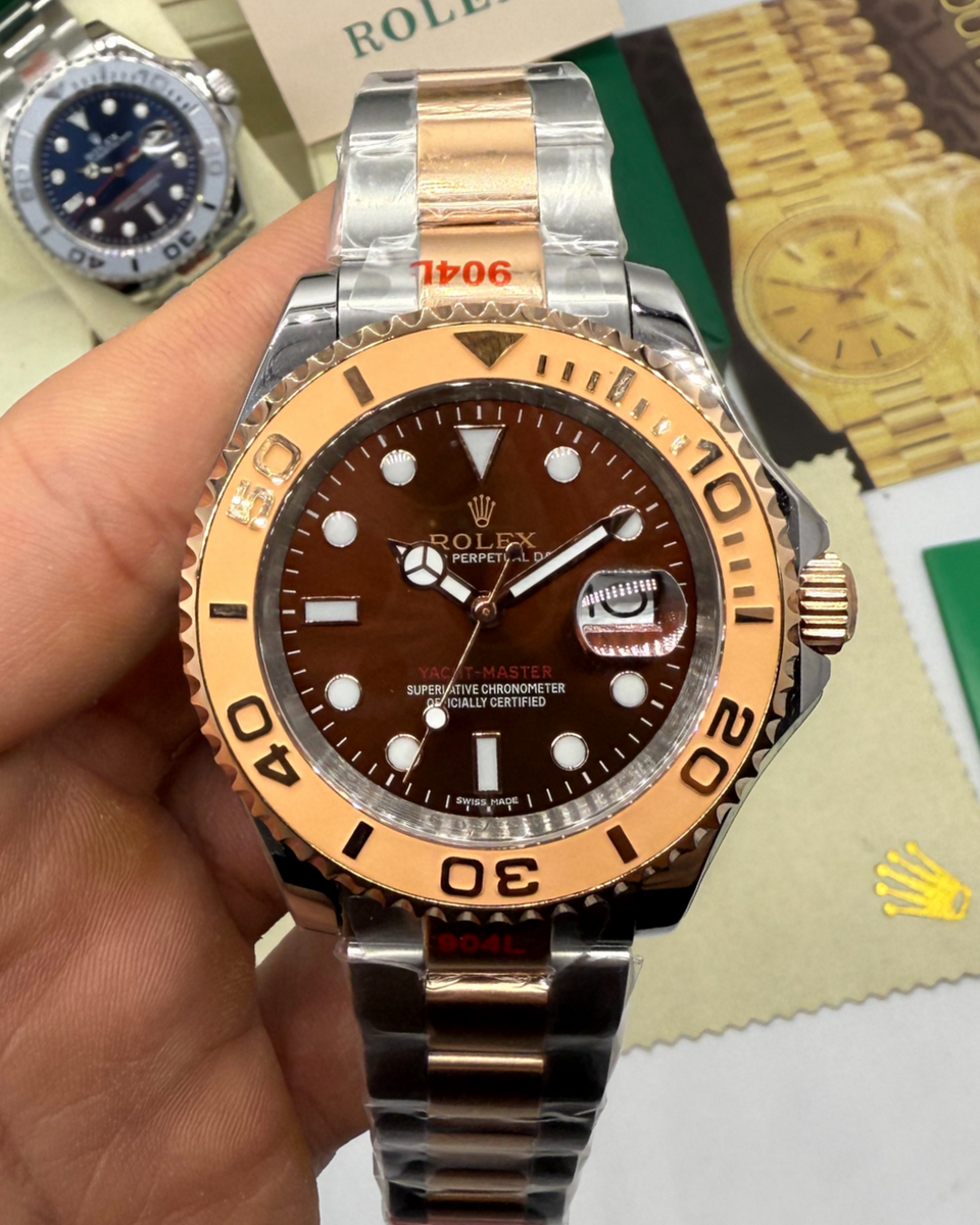 Rolex Rolex Yacth-Master 40mm Aço e Rose Mostrador Marrom