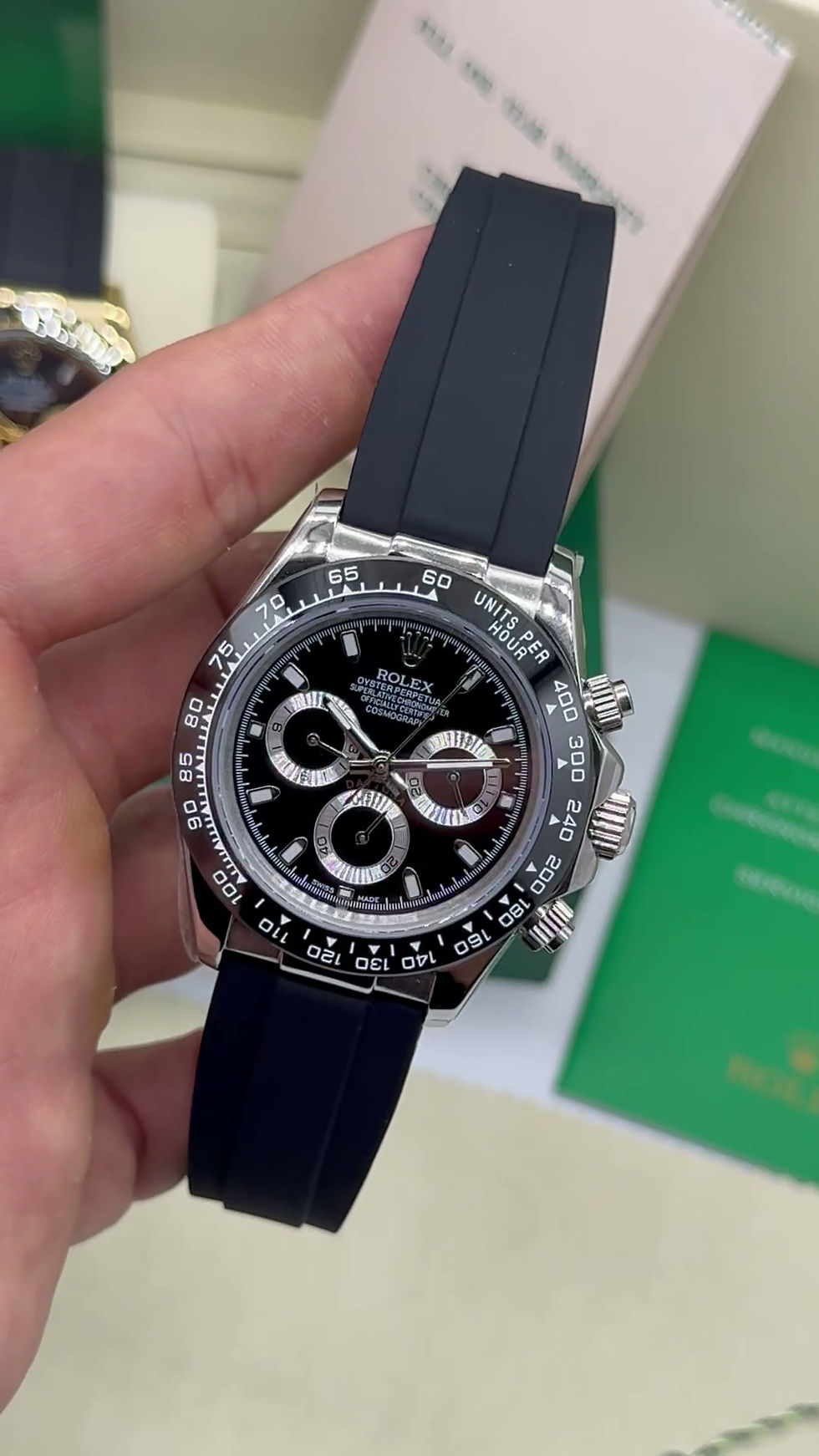 Thumbnail: Rolex Daytona 40mm Aço Mostrador Preto Luneta Preta, Pulseira OysterFlex