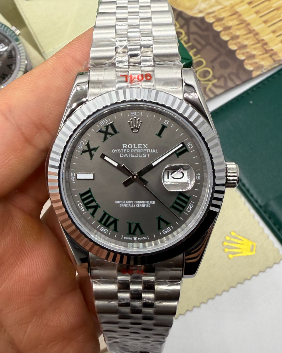 Rolex Rolex DateJust 41mm Wimbledon Aço Mostrador Cinza Luneta Canelada