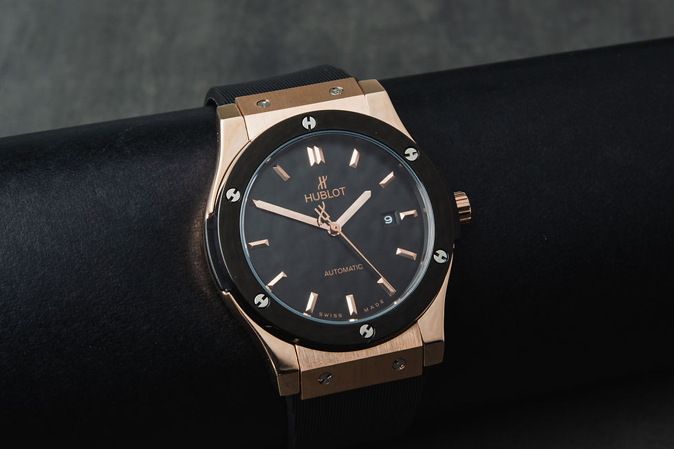 Miniatura: Hublot Classic Fusion 45mm Rosé Mostrador Preto Bisel Preto