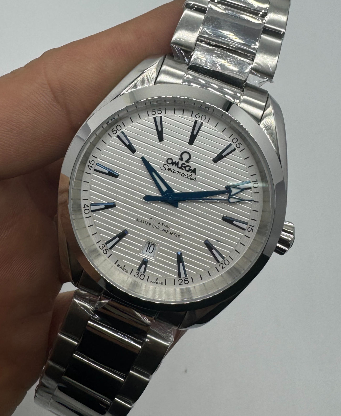 Omega Aquaterra 41,5mm Aço Mostrador Branco Luneta Lisa