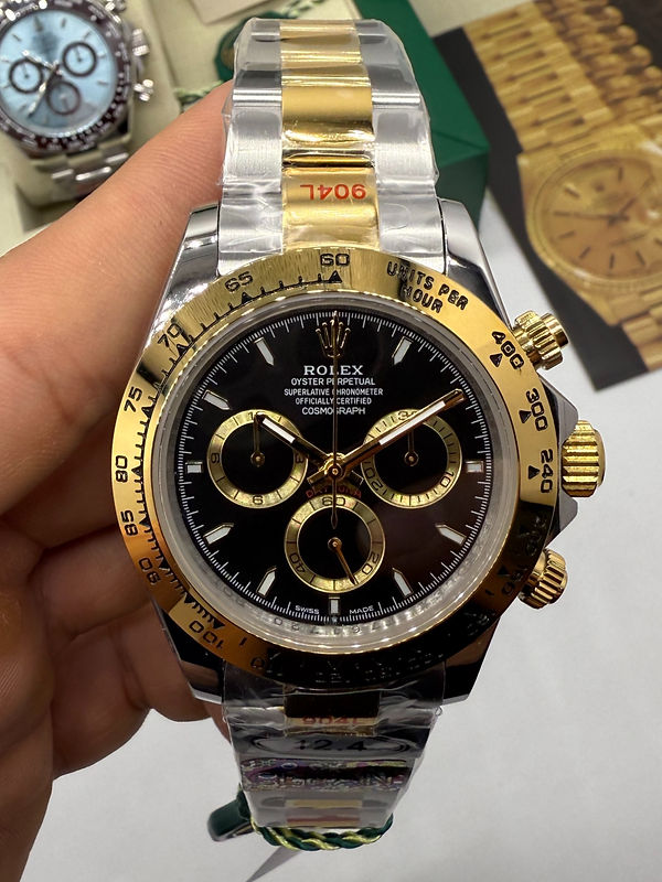 Rolex Daytona Oyster Aço/Ouro* 40mm - Mostrador Preto - CLONE