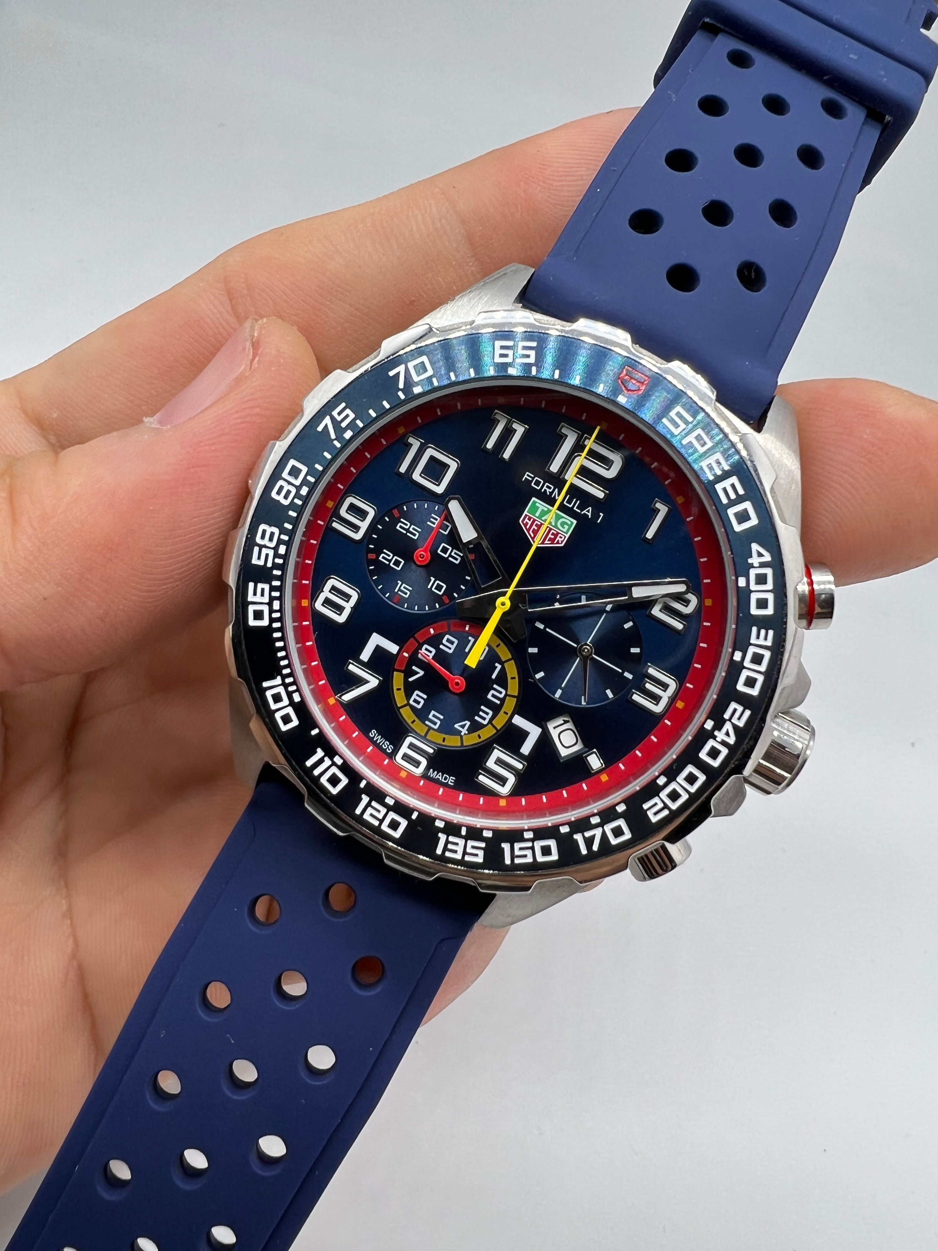 Tag Heuer F1 Cronometro 42mm Aço Mostrador Azul
