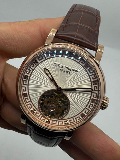 Patek Philippe Classic Turbilhão 40mm Aço/Rose, Pulseira Couro