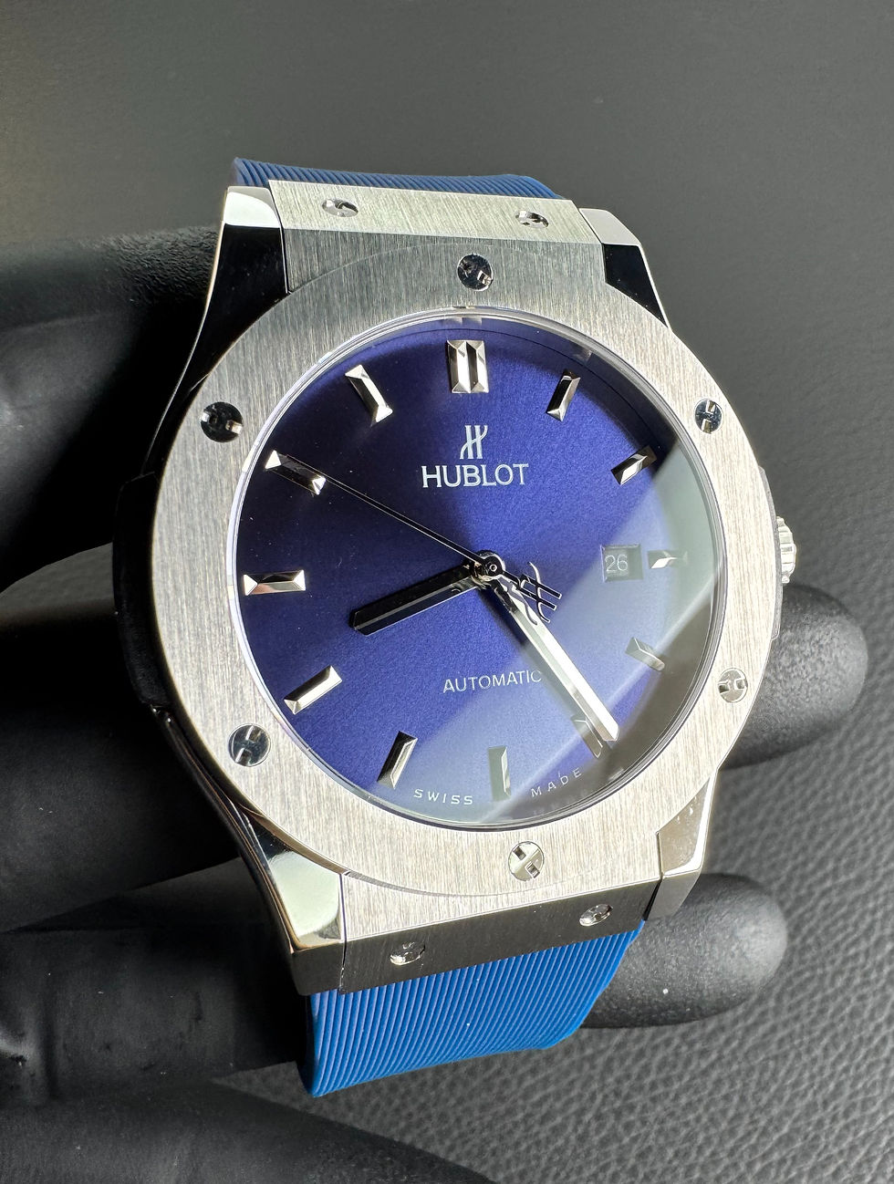 Miniatura: Hublot Classic Fusion 45mm Aço Mostrador Azul Bisel Aço, Puls. Borracha
