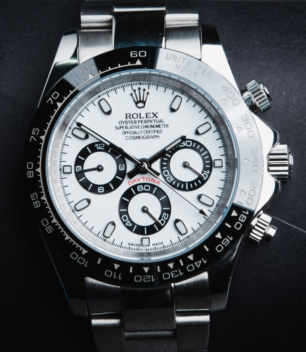 Rolex Daytona 40mm Aço Mostrador Branco Luneta Preta