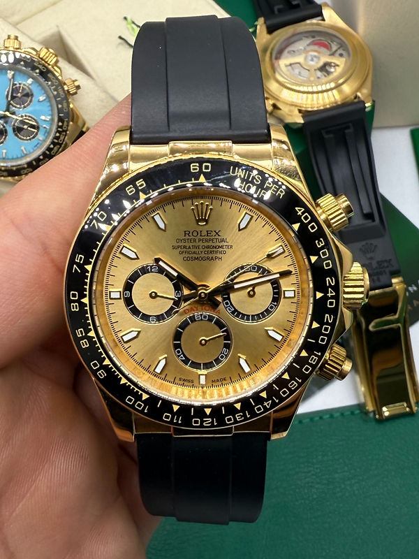 Rolex Daytona 40mm Dourado Mostrador Dourado Luneta Preta