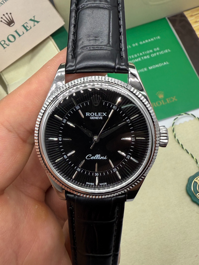 Rolex Cellini Aço 39mm, Pulseira Couro