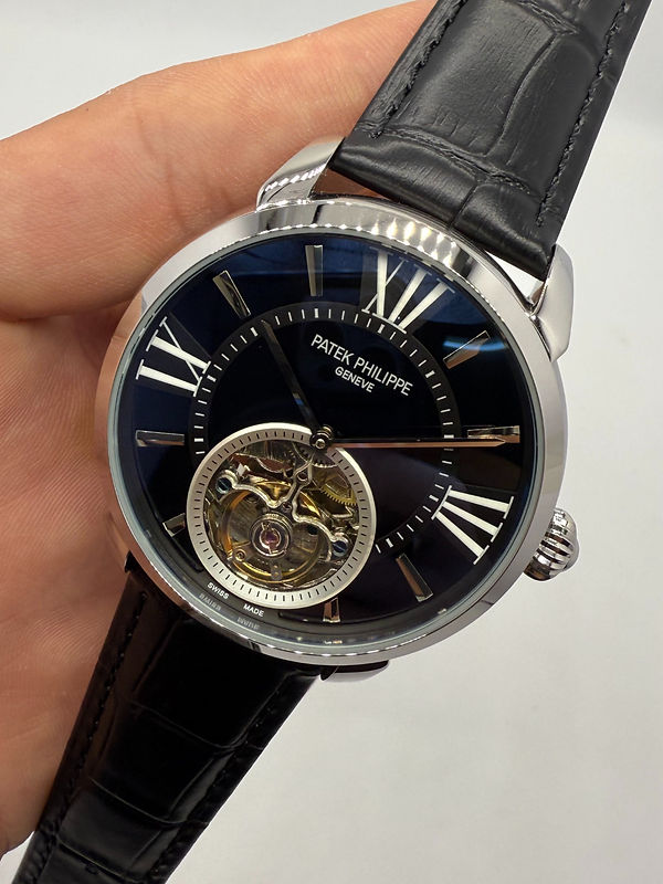 Patek Philippe Classic Turbilhão 44mm Aço, Pulseira Couro