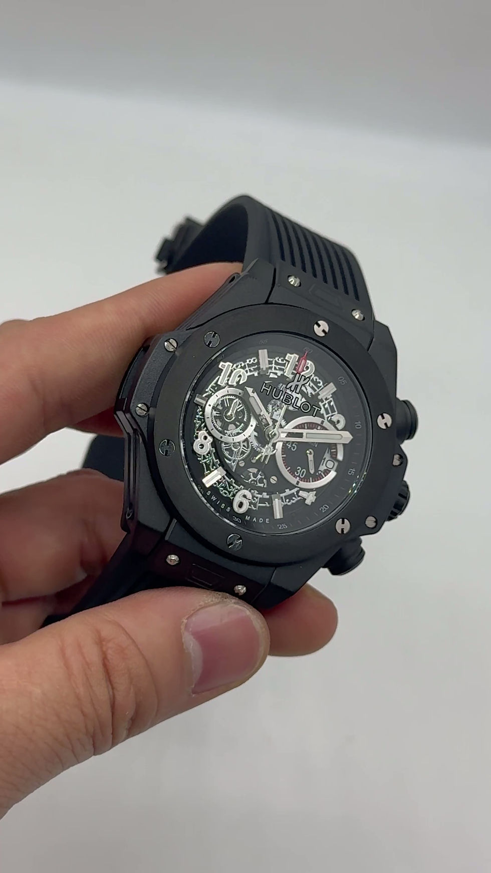Miniatura: Hublot Big Bang 44mm Aço/OxBlack Mostrador Preto Esqueleto