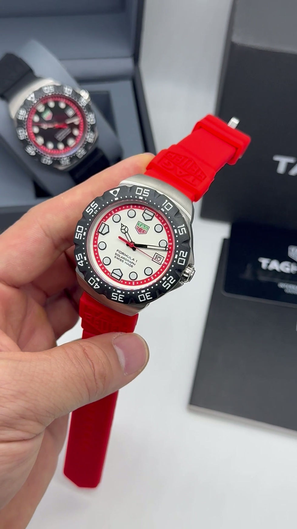 Miniatura: TAG Heuer F1 Solargraph 38mm Vermelho - Pulseira Borracha -