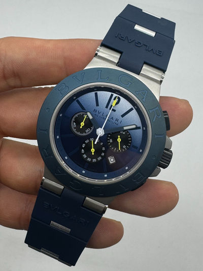 Bvlgari Aluminium Crono 44mm - Aço - Mostrador Azul