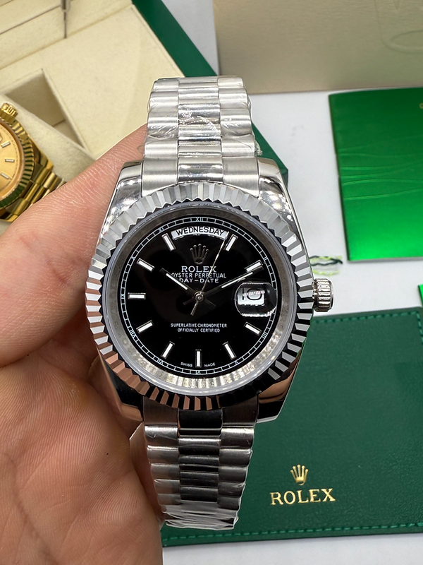 Rolex Day-Date Presidente 40mm Aço Mostrador Preto